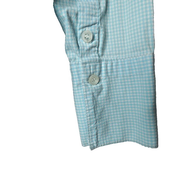 Benard Holtzman Fitted Shirt Size S Blue Check Cotton Button Up Long Sleeve - Picture 5 of 8
